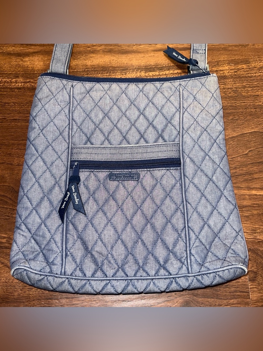 Vera Bradley Quilted Denim-Style Crossbody Bag - Light Blue
